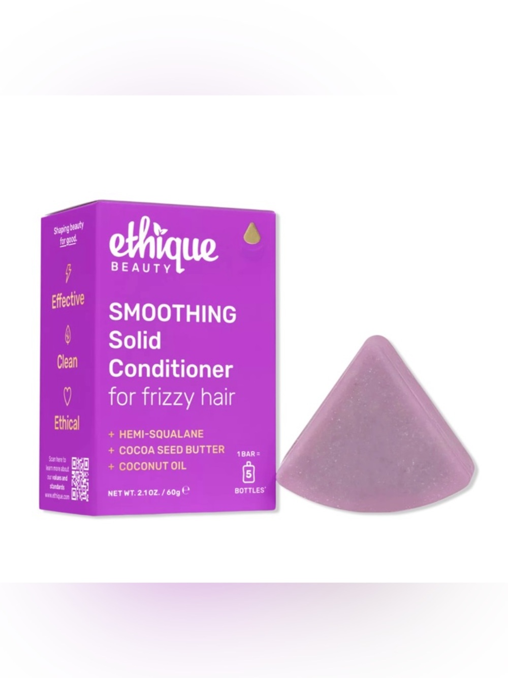 🎈Ethique Beauty Repairing Solid Conditioner  Frizzy Hair 1 Bar= 5 Bottles, 2.1oz